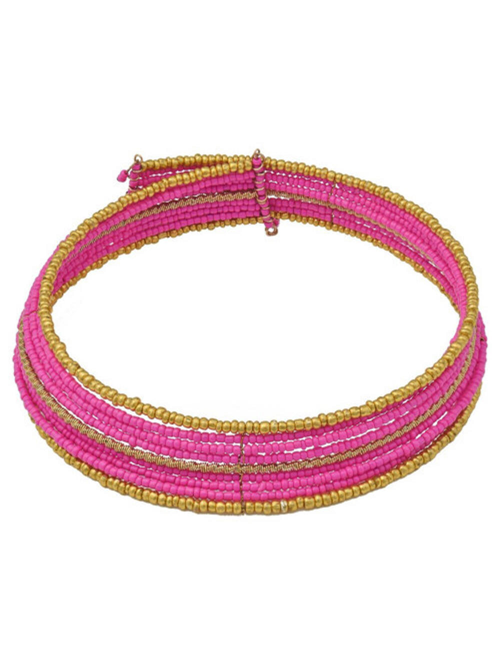 NEW Collection XIIX Pink Gold Seed Bead Wrap Collar Necklace Layered 17" Long